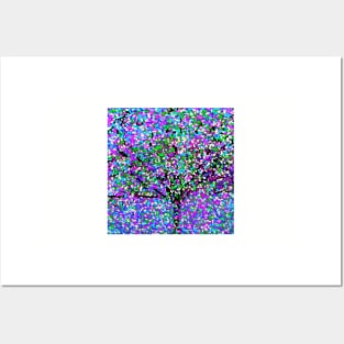 Tree Abstract Purple,Pink,Blue,White Oil Painting Posters and Art
